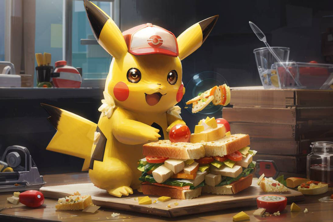 Another Pikachu eating a sandwich by Burningheart97 on DeviantArt