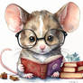 Cute mouse reading a book