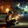 A boy reading and his imagination comes to life