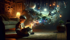 A boy reading and his imagination comes to life