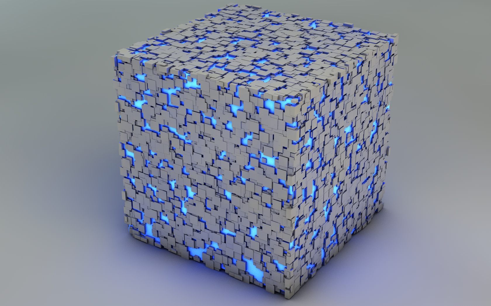 Glowing blue cube