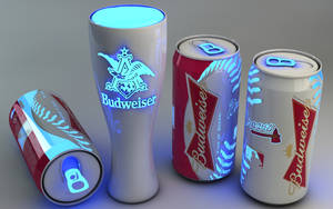 Glowing blue Budweiser beer