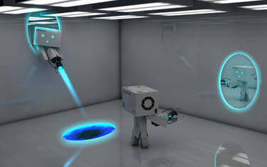 Danbo plays with Portal Gun