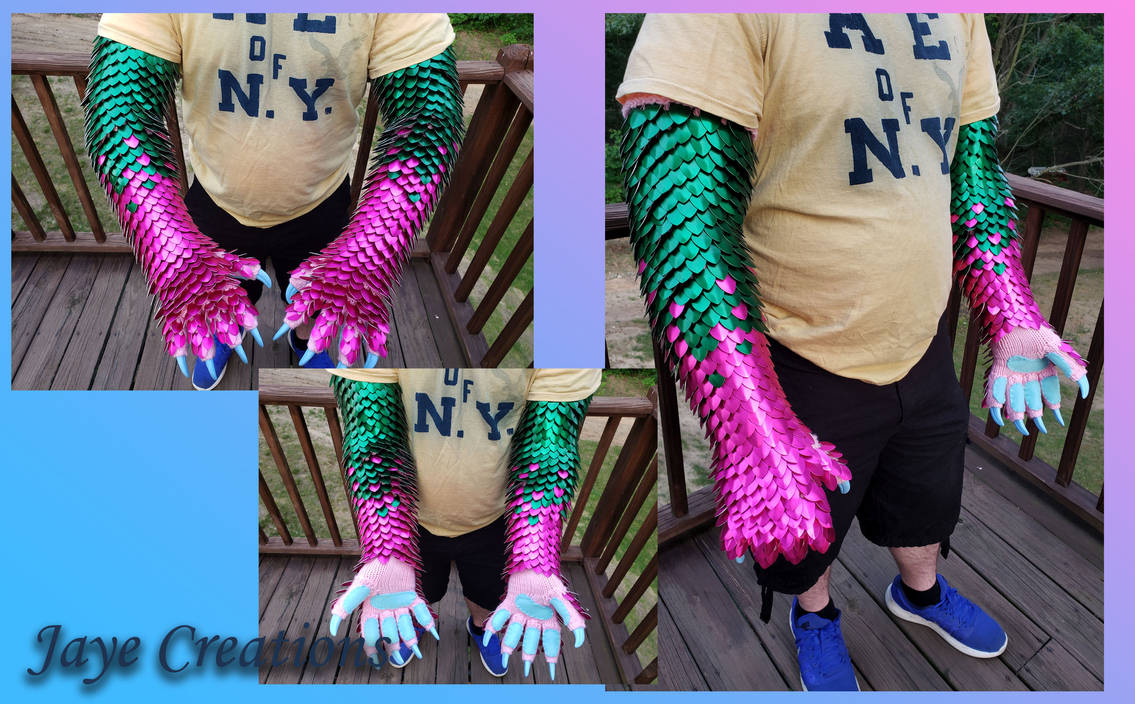 Pink Gauntlet XL Pink to Green and Blue Clawed Gauntlets by WuffJaye on DeviantArt