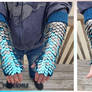 Large Sky Blue to Pewter Gradient Knit Dragon Arms