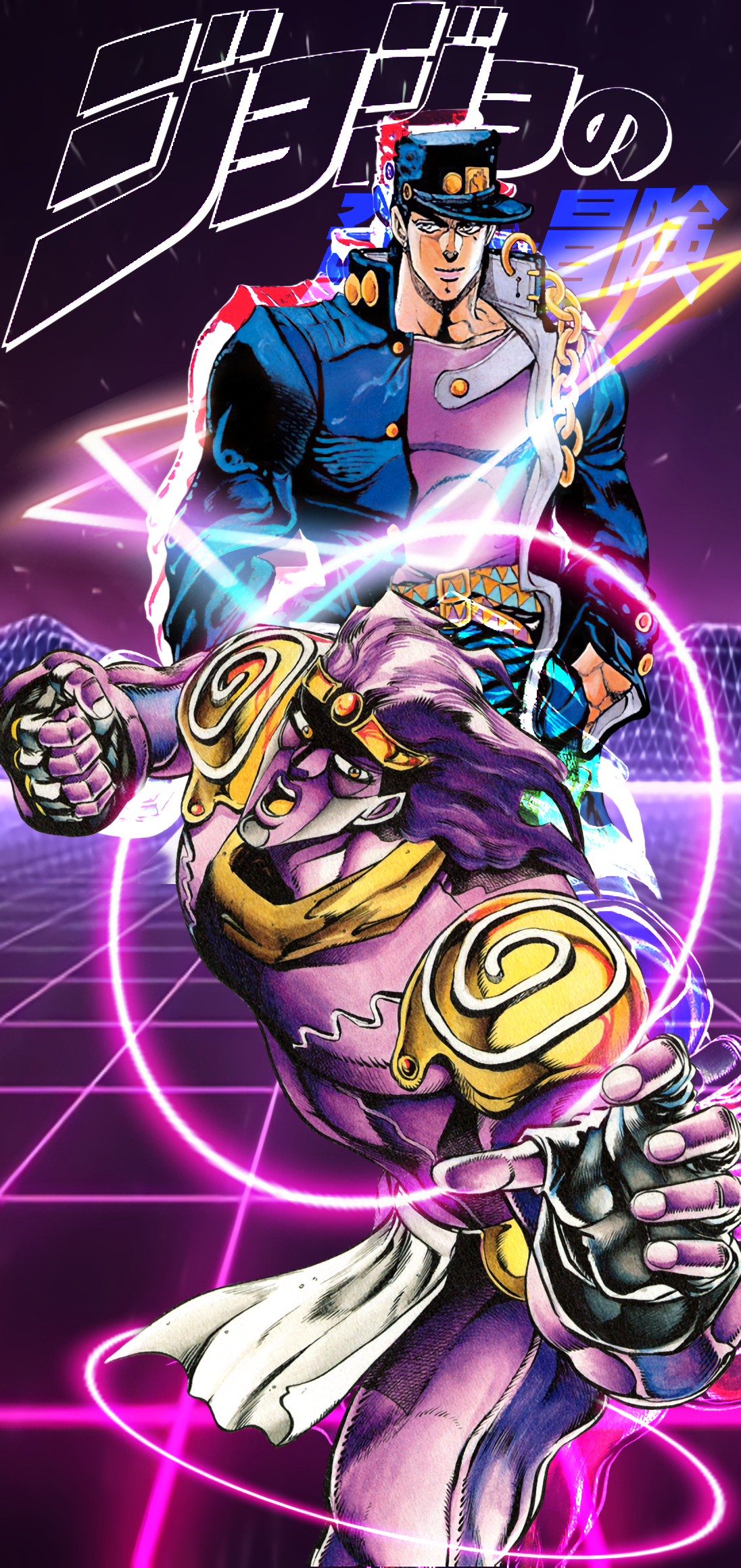 JJBA Jotaro Kujo and Star Platinum Phone Wallpaper by DalekWhoYT