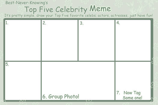 Top Five Celebrity Meme -Blank