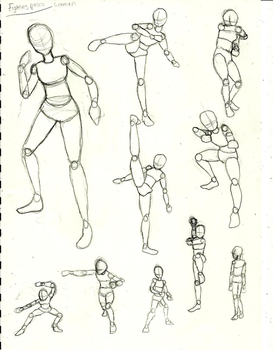 Fighting poses Women