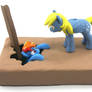 Talking Derpy Hooves and Rainbow Dash sculpture