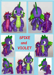 Spike Custom G4 and  Violet OC dragon sculpture by MadPonyScientist