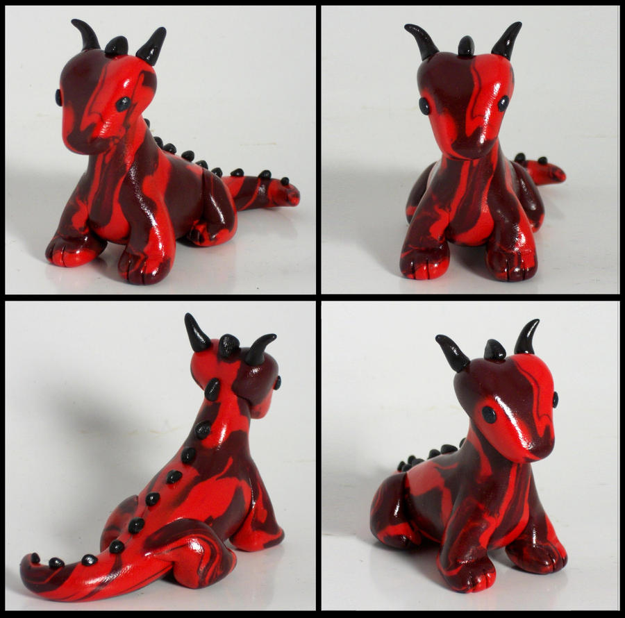 Red Marble Dragon Figurine