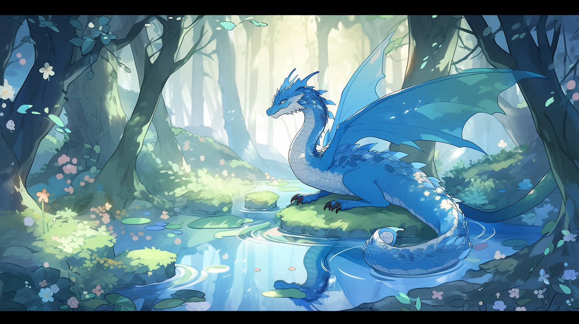 blue dragon by the water by YoshiAIart on DeviantArt