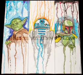 Star Wars Three Panel Watercolor on Canvas
