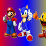 Sonic, Mario, and Pac-Man Wallpaper