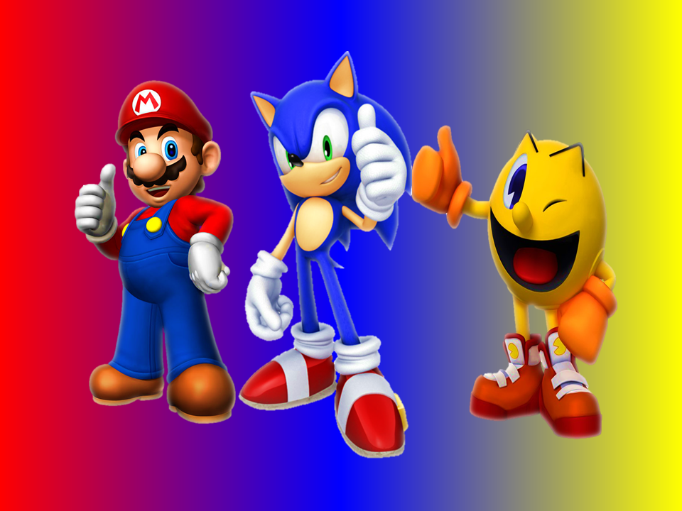 Sonic, Mario, and Pac-Man Wallpaper