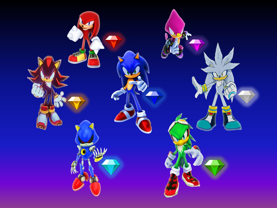Super Sonic and the 7 Chaos Emeralds by LoborianProductions on