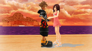Sora and Kairi Hug and Feel KH1 Sunset Date Love by 