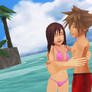 Sora and Kairi in Romances Beach Destiny Islands