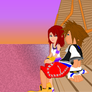 Kingdom Hearts Sora and Kairi Watching the Sunset