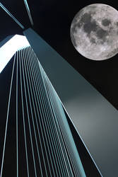 Moon by a bridge