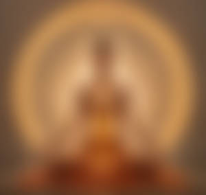 Naked Meditating Woman with Energy Spheres