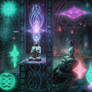 High Priestess Vision Cave with Glowing Symbols