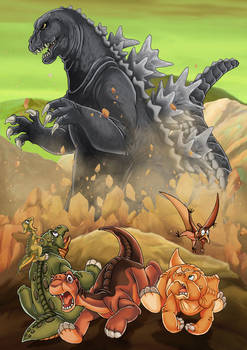 The Land Before Time Gang Meet Godzilla