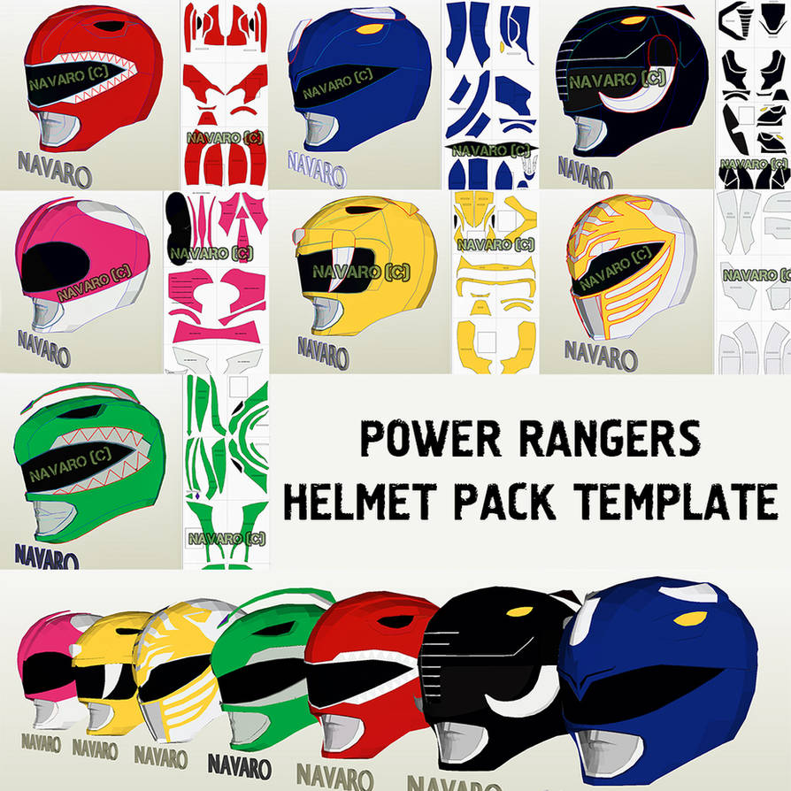 POWER RANGERS HELMET PACK - PEPAKURA TEMPLATE by BRO-NAVARO on DeviantArt