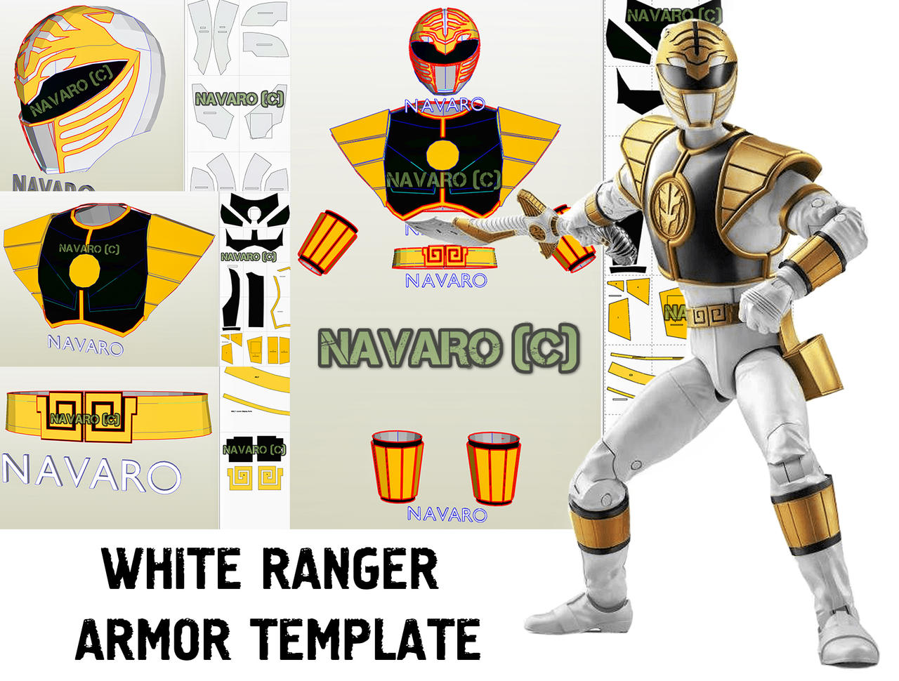 White Ranger Armor Template / MMPR Pepakura / PDF by BRO-NAVARO on ...