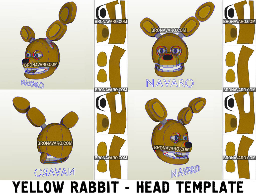 FNAF Yellow Rabbit Head Eva Foam Templates by BRO-NAVARO on DeviantArt