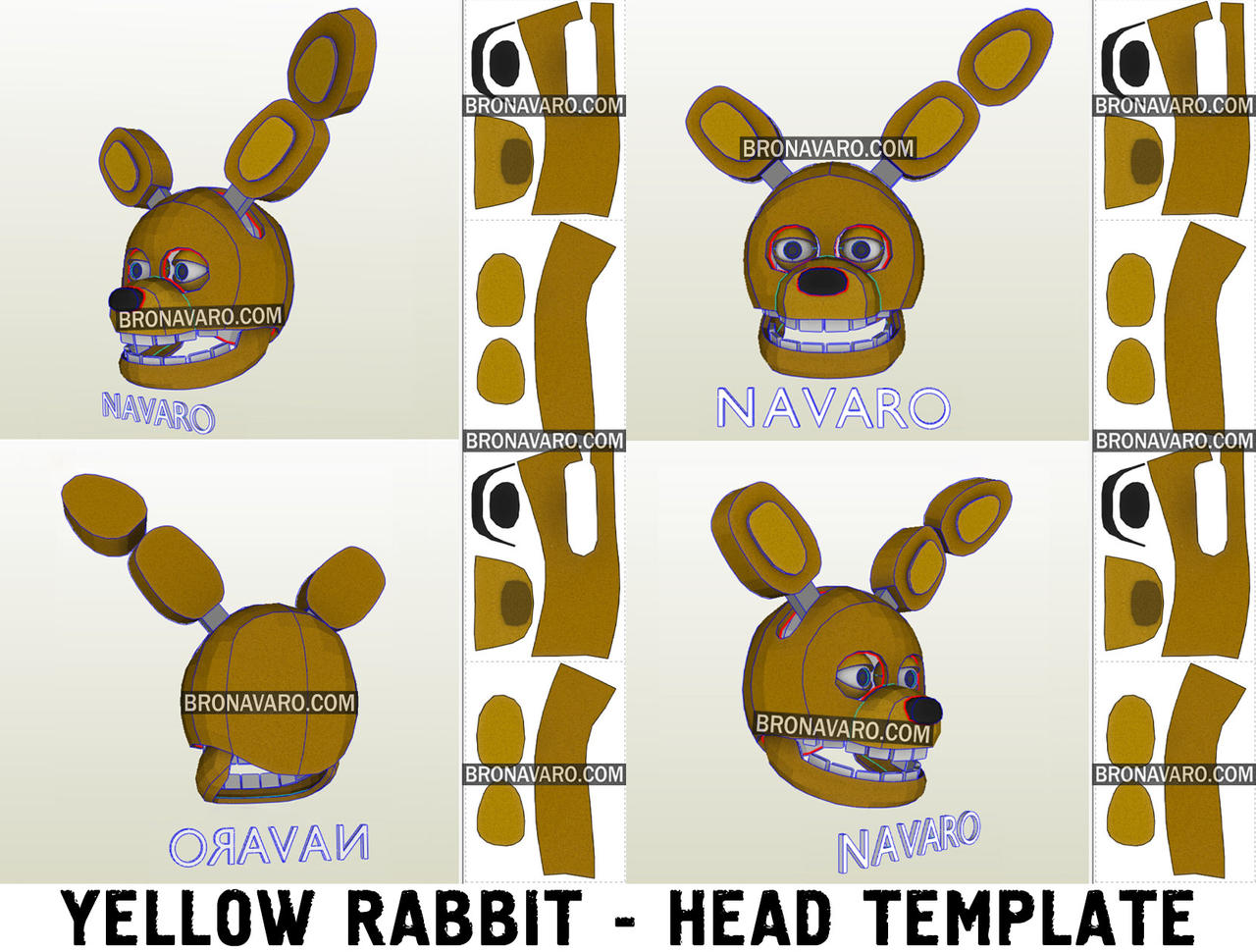 Yellow Rabbid FNAF Yellow Rabbit Head Eva Foam Templates by BRO-NAVARO on DeviantArt