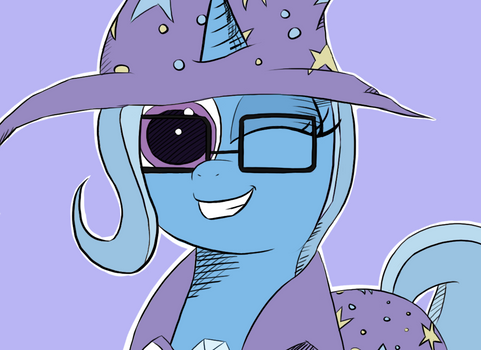 Trixie wearing glasses.