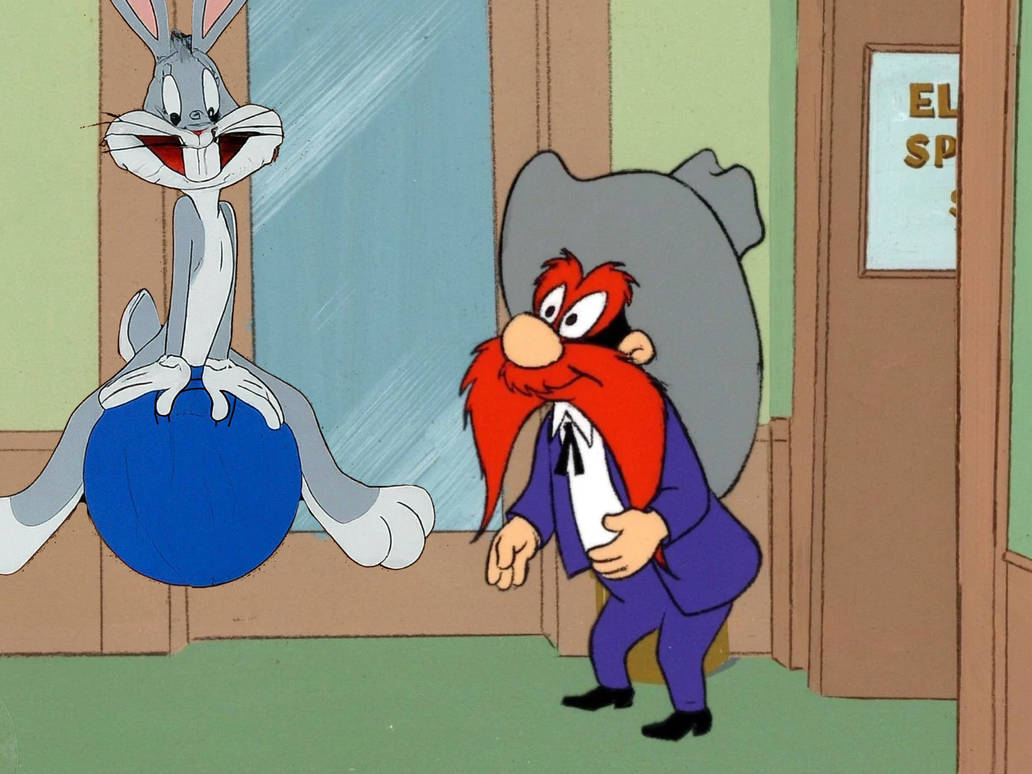 Yosemite Sam watches Bugs Bunny on a Hopper Ball by PinkiePieGlobal on ...