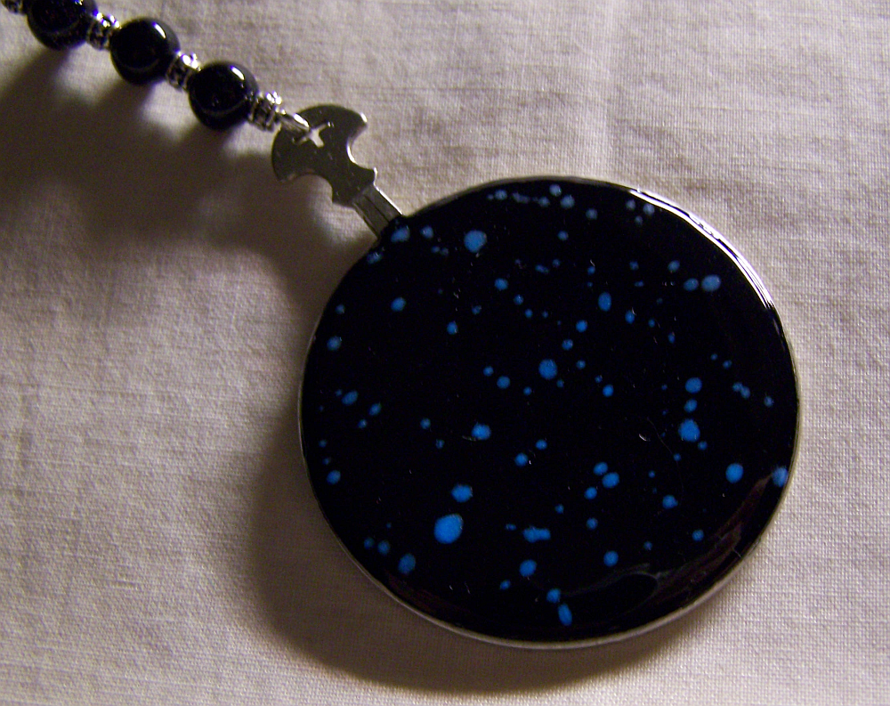 Vintage Monocle Night Stars Painted Glass Pendant