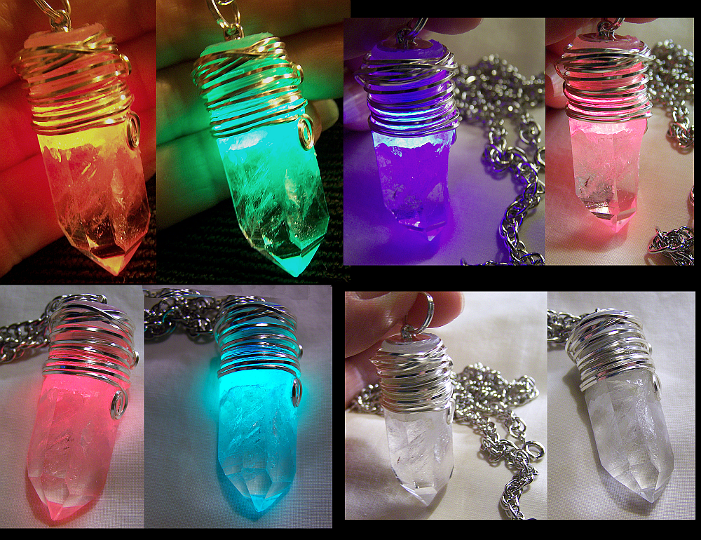 Color Changing LED Quartz Crystal Pendant by mymysticgems on
