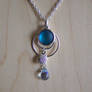 Frosted Blue Mermaid Glass Silver Shell Necklace