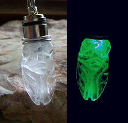 Green LED Light Up Cicada Quartz Crystal Pendant