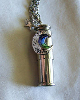 Blue Moon Keepsake Capsule Silver Bullet Pendant