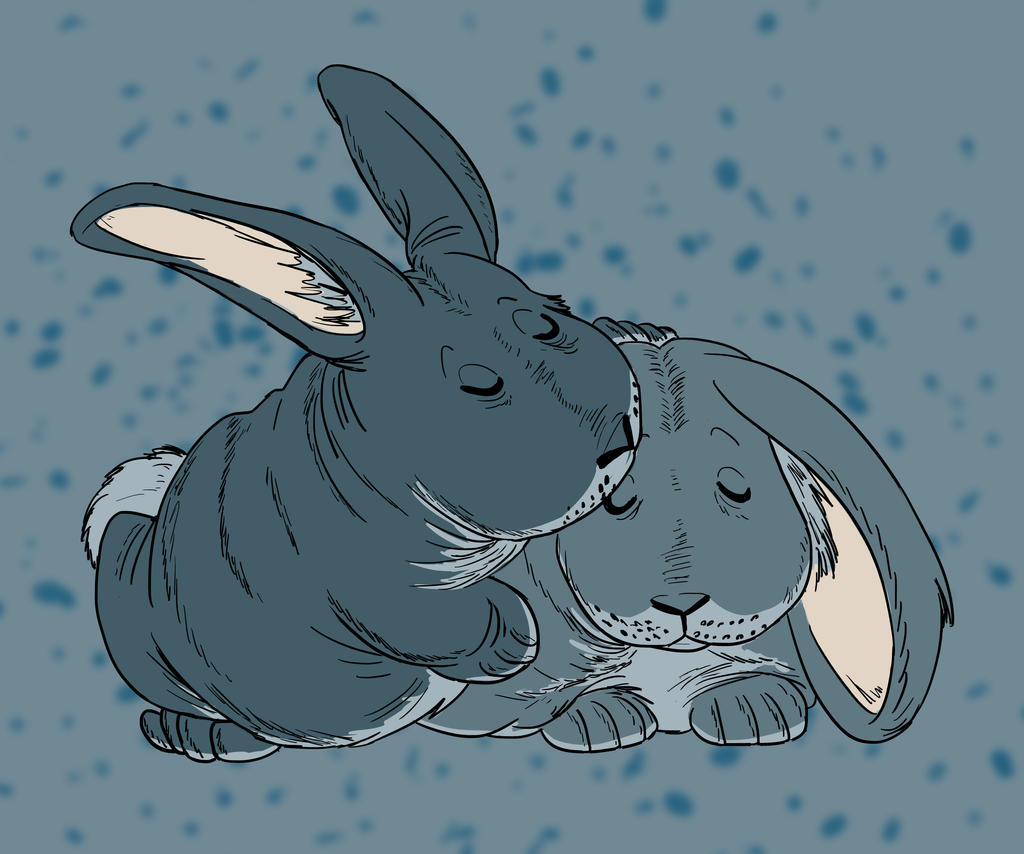 Rabbit cuddles by giuliadrawsstuff on DeviantArt