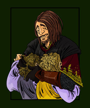Fellowship hugs. Boromir, Merry, Pippin
