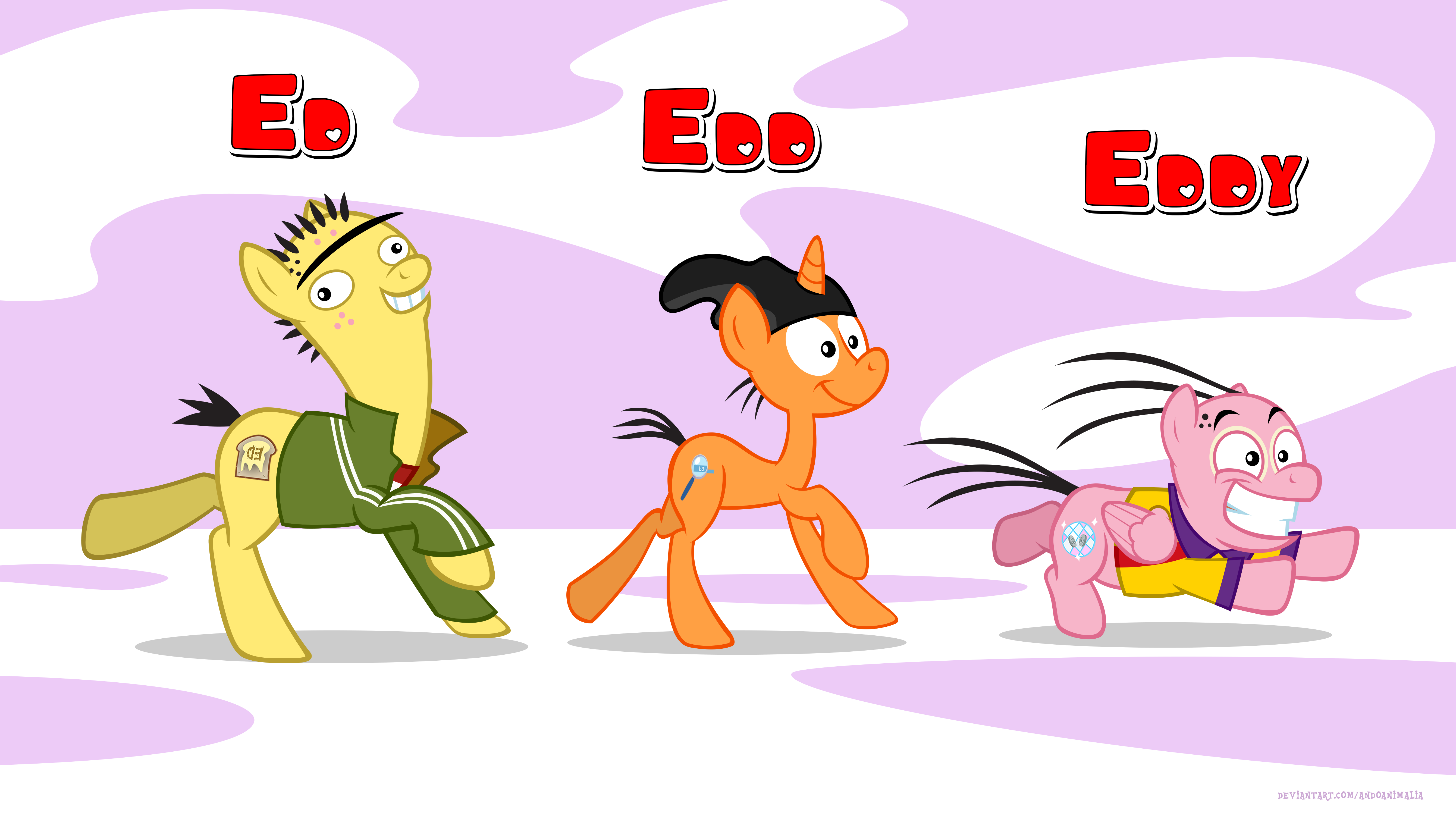 Ed, Edd and Eddy Ponies galloping by AndoAnimalia on DeviantArt