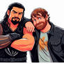 Roman Reigns and dean Ambrose artwork 