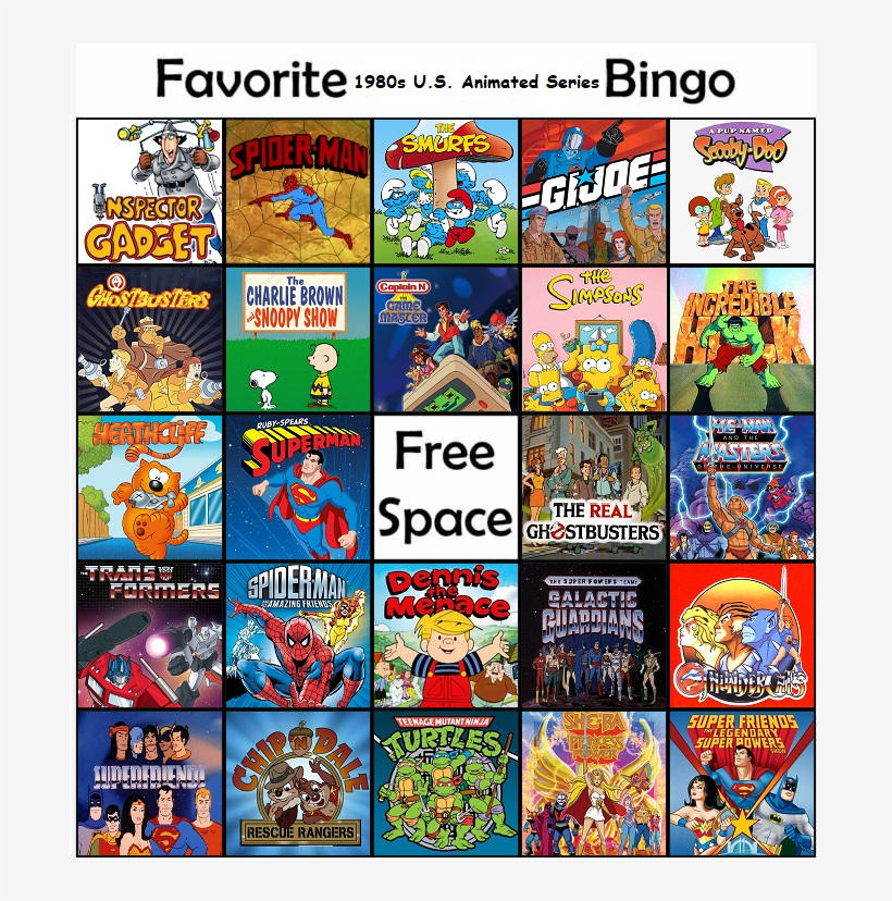 beavers2010's Favorite 1980s U.S. Animated Bingo by beavers2010 on ...