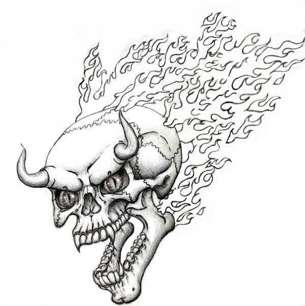 flaming devil skull flash