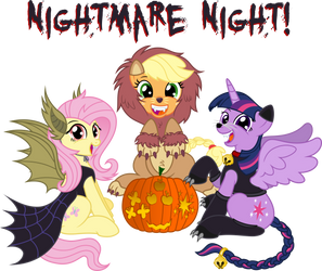 Fluttershy,AppleJack,Twilight S [Nightmare Night!]