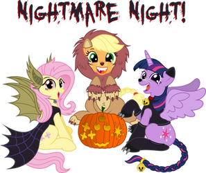 Fluttershy,AppleJack,Twilight S [Nightmare Night!]