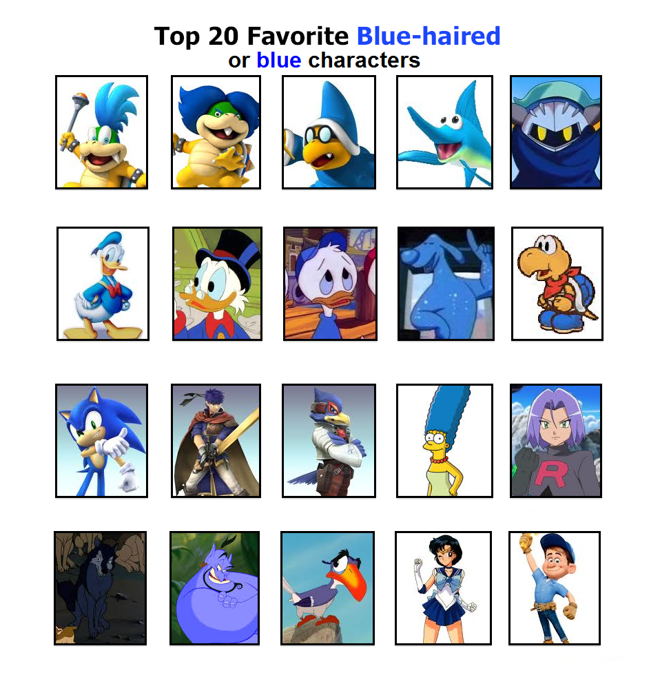 My Top 20 Blue-haired or Blue Characters by DarkDiddyKong on DeviantArt My Top 20 Blue-haired or Blue Characters by DarkDiddyKong on DeviantArt