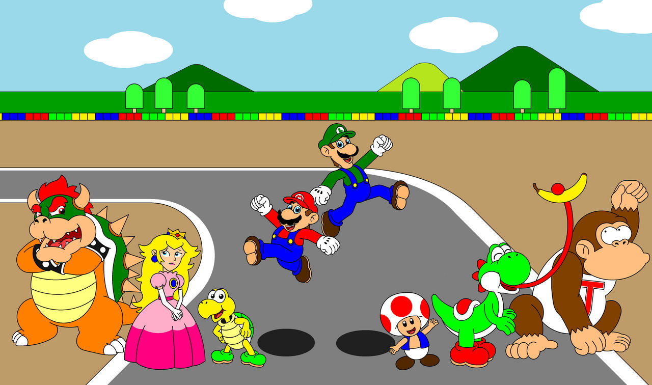 The cast of Super Mario Kart by DarkDiddyKong on DeviantArt