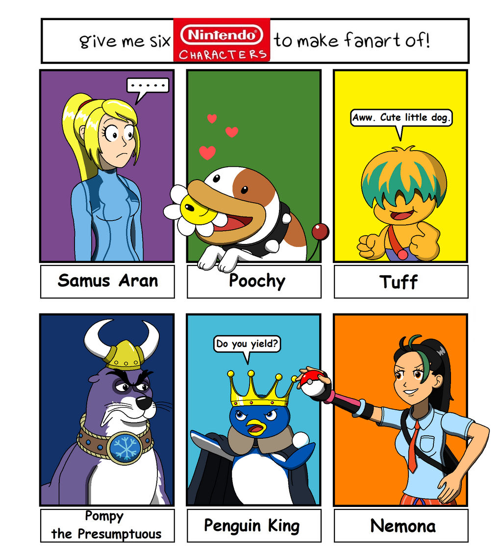 Six Nintendo characters to make fanart of by DarkDiddyKong on DeviantArt