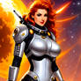 Beautiful Redhead SciFi Space Babe Pinup!